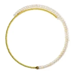 Weiße Süßwasserzuchtperlen-Stahlhalsreif (Riya)