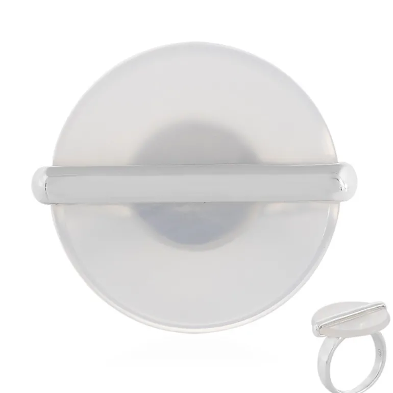 Weißer Achat-Silberring