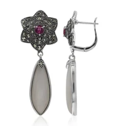 Weißer Mondstein-Silberohrringe (Annette classic)