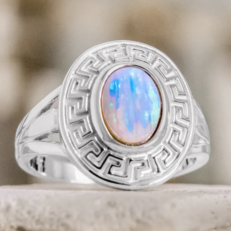 Weißer Opal-Silberring