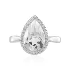 Weißer Quarz-Silberring