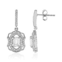 Weißer Saphir-Silberohrringe