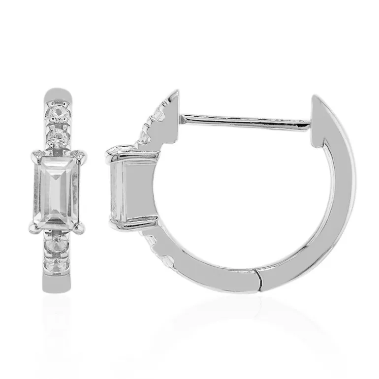 Weißer Topas-Silberohrringe