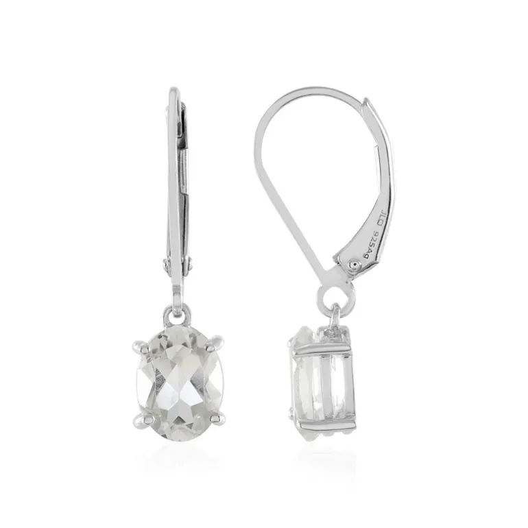 Weißer Topas-Silberohrringe