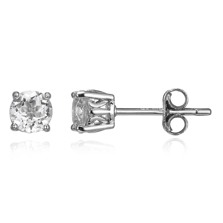 Weißer Topas-Silberohrringe