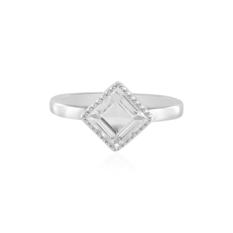 Weißer Topas-Silberring