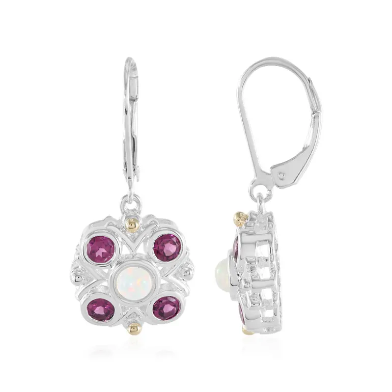 Welo-Opal-Silberohrringe mit Gold (Granulieren)