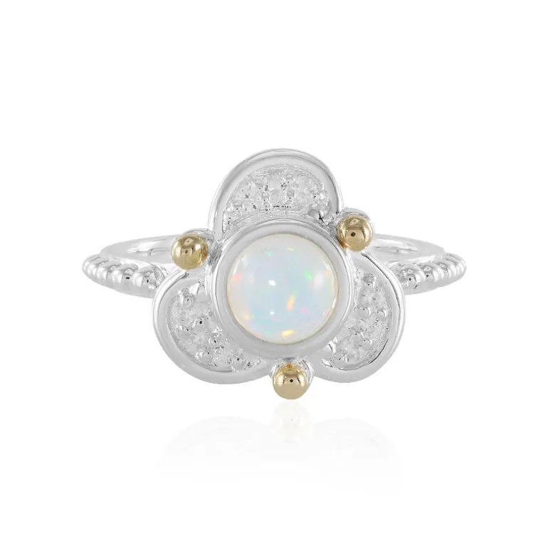 Welo-Opal-Silberring mit Gold (Granulieren)