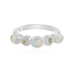Welo-Opal-Silberring mit Gold (Granulieren)