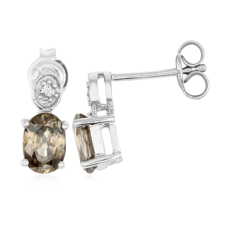 Zimt-Zirkon-Silberohrringe