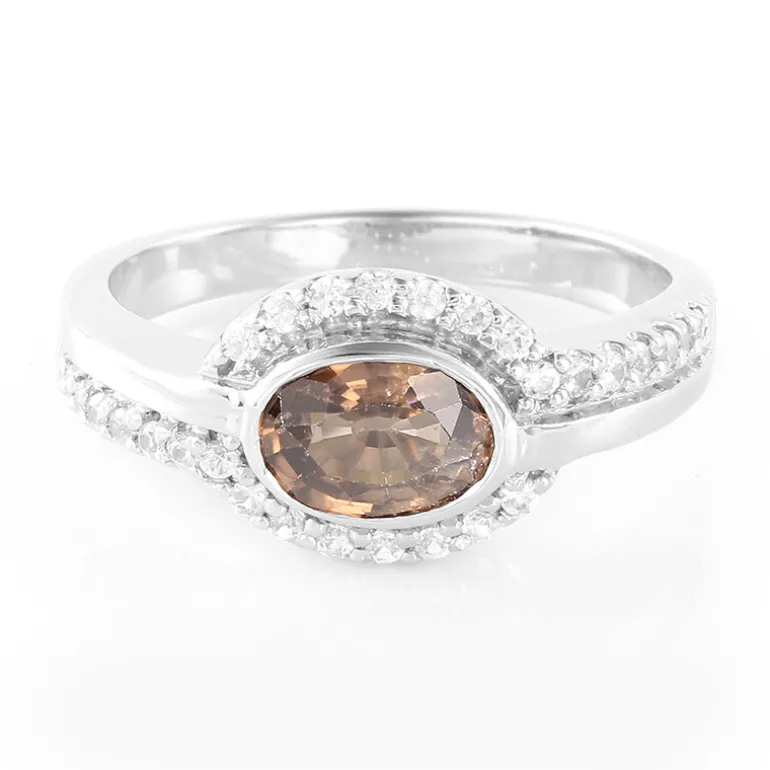 Zimt-Zirkon-Silberring